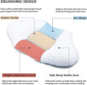 img 2 attached to Регулируемая высота контурная ортопедическая ортопедическая подушка для шейного позвоночника - 3D сетчатая воздушная подушка для шеи 🌙 для спящих на боку, спине и животе - снятие боли в шее - твердая и стандартного размера.