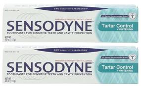 img 2 attached to 🦷 Sensodyne Maximum Strength Toothpaste for Sensitive Teeth and Cavity Prevention, with Tartar Control Plus Whitening - 4-Ounce Tubes (Pack of 2)