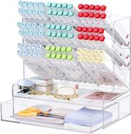 🖋️ clear acrylic pen organizer: multi-functional desk stationery holder, storage for marker pens, art supplies - ideal for office, school &amp; home логотип