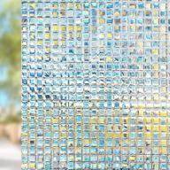 🔒 enhance privacy and style with non-adhesive frosted window film - decorative 3d design, rainbow tint, mosaic patterns (35.4" x 118") logo