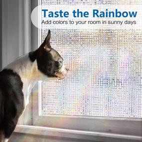 img 2 attached to 🔒 Enhance Privacy and Style with Non-Adhesive Frosted Window Film - Decorative 3D Design, Rainbow Tint, Mosaic Patterns (35.4" x 118")
