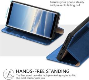 img 2 attached to 🔵 Belemay Genuine Cowhide Leather Wallet Case for Samsung Galaxy Note 9 - Blue