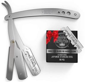 img 4 attached to 🪒 Straight Edge Barber Razor Kit for Precision Shaving - Premium Straight Blade Razor for Men with 100 Single Edge Blades - Professional Men's Straight Razor Set