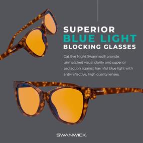 img 2 attached to 🦢 Swanwick Cat Eye Night Swannies: Premium Blue Light Blocking Glasses - Tortoise with Orange Tint for Ultimate Sleep Support and Superior Blocking of Gaming PC and Smartphone Glare