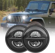 7-дюймовый круглый черный led-фара с высоким и низким лучами для jeep wrangler jk tj lj cj h1 h2 (одобрено dot, 1 пара) логотип