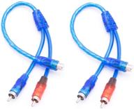 охл новый адаптер-разветвитель rca y кабель 1 женский к 2 мужским портам коннектора автомобильного аудио динамиков защищающий кабель адаптер (2 шт) логотип