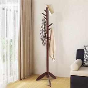 img 1 attached to 🌲 Tangkula Wood Tree Coat Rack - Entryway Coat Stand with 11 Hooks &amp; Stable Tri-Legged Base - Elegant Coat Hall Tree Coat Hanger Stand for Home Office Hallway Entryway