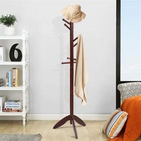 img 2 attached to 🌲 Tangkula Wood Tree Coat Rack - Entryway Coat Stand with 11 Hooks &amp; Stable Tri-Legged Base - Elegant Coat Hall Tree Coat Hanger Stand for Home Office Hallway Entryway
