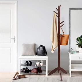 img 3 attached to 🌲 Tangkula Wood Tree Coat Rack - Entryway Coat Stand with 11 Hooks &amp; Stable Tri-Legged Base - Elegant Coat Hall Tree Coat Hanger Stand for Home Office Hallway Entryway