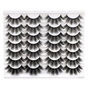 img 4 attached to 💁 Get Gorgeous with Newcally Lashes: 20MM Dramatic Wispy Faux Mink Lashes Multipack - 14 Pairs of Long, Thick & Fluffy Strip Eyelashes!