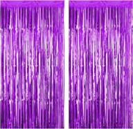 🎉 sparkly purple foil fringe curtains - 2-pack metallic tinsel mylar curtains for party, wedding decor & photo backdrop логотип