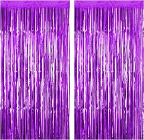 img 4 attached to 🎉 Sparkly Purple Foil Fringe Curtains - 2-Pack Metallic Tinsel Mylar Curtains for Party, Wedding Decor & Photo Backdrop