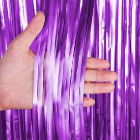 img 3 attached to 🎉 Sparkly Purple Foil Fringe Curtains - 2-Pack Metallic Tinsel Mylar Curtains for Party, Wedding Decor & Photo Backdrop