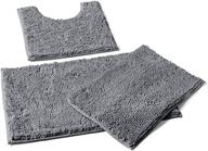 🚽 non-slip shaggy gray bathroom rugs sets: u-shaped contour toilet mat, bath mat set 20x30'' & 16x24'' - machine washable, light grey logo