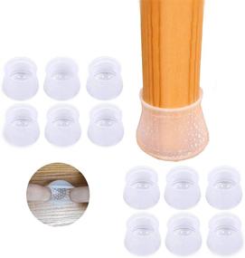 img 4 attached to 🪑 36 PCS Chair Leg Covers for Floor Protection – Elastic Furniture Leg Caps with Anti-Slip Bottom, Prevent Scratches & Noise, No Traces – Round & Square (36PCS-Medium)