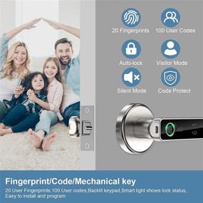 img 3 attached to 🔒 Yoinware Smart Fingerprint Door Lock: Keyless Entry, Fingerprint, Code, and Key Unlock, Easy Installation for Home, Office, Airbnb, Bedroom, Garage