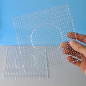 img 2 attached to 🔅 Toosunny 5mm 6-Piece Fuse Beads Boards - Large Square, Round, and Hexagon Clear Plastic Pegboards for Kids DIY Craft Beads, with 3 Beads Tweezers and 5 Ironing Paper Sheets