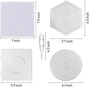 img 3 attached to 🔅 Toosunny 5mm 6-Piece Fuse Beads Boards - Large Square, Round, and Hexagon Clear Plastic Pegboards for Kids DIY Craft Beads, with 3 Beads Tweezers and 5 Ironing Paper Sheets