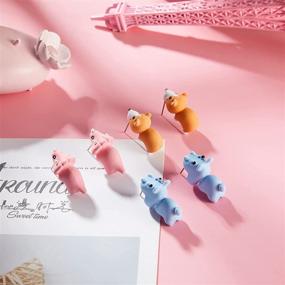 img 2 attached to 🦖 Ecation 6 Pairs Cute Animal Bite Earrings - Handmade Alloy Clay Studs for Kids, Girls, Women - 3D Cartoon Dinosaur & Shark Animal Stud Earring - Perfect for Christmas & New Year