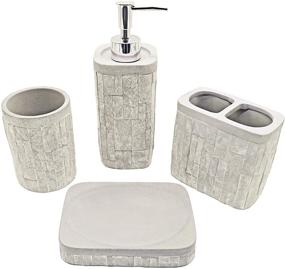 img 4 attached to 🚿 Enhance Your Bathroom with Marina Decoration Luxury Modern Décor 4 Piece Bath Accessories Set – Winston Brick Concrete Style