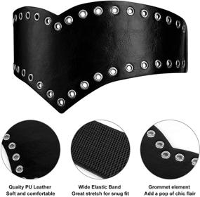 img 2 attached to 👗 Black Stretch PU Leather Corset Belt for Women: Ideal for Dresses, Cosplay Outfits, and Costumes