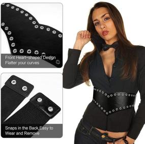 img 3 attached to 👗 Black Stretch PU Leather Corset Belt for Women: Ideal for Dresses, Cosplay Outfits, and Costumes