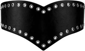 img 4 attached to 👗 Black Stretch PU Leather Corset Belt for Women: Ideal for Dresses, Cosplay Outfits, and Costumes