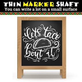 img 2 attached to 🖌️ Liquid Chalk Markers White - Fine Tip Chalk Pen - 3mm (Reversible) for Bistro Menu Boards, Glass, Windows, Chalkboard Labels, Dry Erase Blackboards by Chalkitita