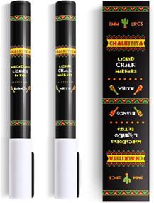 img 4 attached to 🖌️ Liquid Chalk Markers White - Fine Tip Chalk Pen - 3mm (Reversible) for Bistro Menu Boards, Glass, Windows, Chalkboard Labels, Dry Erase Blackboards by Chalkitita
