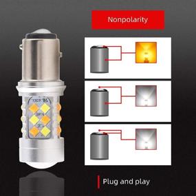 img 2 attached to 🚦 Набор из 2 ламп BAY15D LED: переключаемые сигналы поворота и парковочные огни с дневными ходовыми огнями