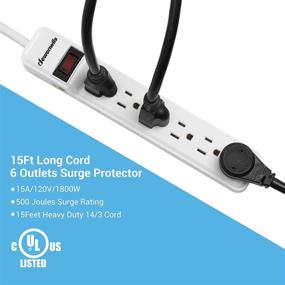 img 3 attached to 💡 DEWENWILS 6-Outlet Power Strip Surge Protector, 15FT Extension Cord, Low Profile Flat Plug - UL Listed