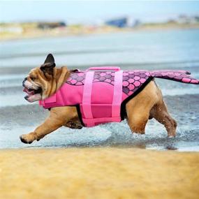 img 2 attached to Mermaid Hot Pink Dog Life Jacket - Portable Swimming Vest for Dogs, Lifesaver Vests with Rescue Handle. Suitable for Small, Medium, and Large Breeds. Pet Safety Swimsuit Preserver for Beach, Boating, and Swimming Activities.