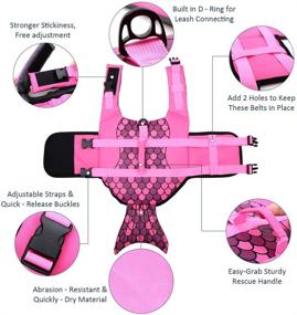 img 1 attached to Mermaid Hot Pink Dog Life Jacket - Portable Swimming Vest for Dogs, Lifesaver Vests with Rescue Handle. Suitable for Small, Medium, and Large Breeds. Pet Safety Swimsuit Preserver for Beach, Boating, and Swimming Activities.