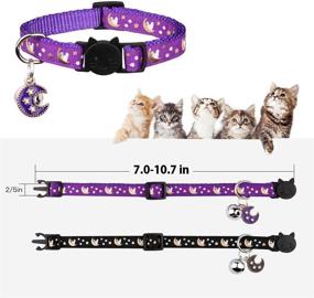 img 2 attached to 🌙 Enhance Nighttime Safety with 2PCS Glow-in-the-Dark Breakaway Cat Collars - Adjustable, Bell, Moons, Stars & Pendant Included