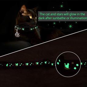 img 1 attached to 🌙 Enhance Nighttime Safety with 2PCS Glow-in-the-Dark Breakaway Cat Collars - Adjustable, Bell, Moons, Stars & Pendant Included