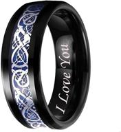 💍 blue celtic dragon tungsten carbide wedding band ring, 8mm width (sizes 8-13) logo