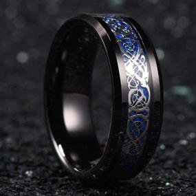 img 3 attached to 💍 Blue Celtic Dragon Tungsten Carbide Wedding Band Ring, 8mm Width (Sizes 8-13)