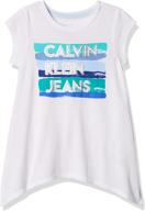 👚 calvin klein girls' little graphic clothing: tops, tees, and blouses logo