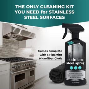 img 1 attached to 🧼 Premium 16oz Stainless Steel Cleaner and Polish Kit - Eliminates Fingerprints, Streaks & Watermarks - Ideal for Fridges, Ovens, Grills, and Dishwashers - Includes Microfiber Cloth