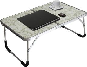 img 4 attached to 🛏️ Foldable Laptop Table with Inner Storage Space: Bed Desk, Breakfast Tray, Portable Mini Picnic Table, Ultra Lightweight (Stripe)