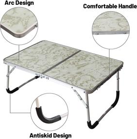 img 3 attached to 🛏️ Foldable Laptop Table with Inner Storage Space: Bed Desk, Breakfast Tray, Portable Mini Picnic Table, Ultra Lightweight (Stripe)