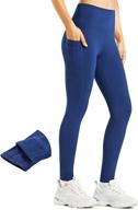 women's water-resistant fleece-lined leggings: insulated thermal pants for running, hiking, with pockets logo