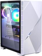 zalman z3 iceberg premium gaming computer case with rgb fans and tempered glass side door in white logo