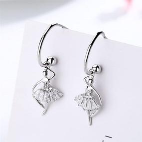 img 1 attached to 🩰 SLUYNZ 925 Sterling Silver Dancer Earrings: Stylish Hoops for Women & Teens, Ballet-Inspired Huggie Hoops, Elegant Ballerina Stud Earrings