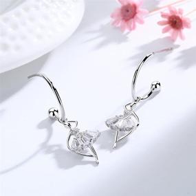 img 2 attached to 🩰 SLUYNZ 925 Sterling Silver Dancer Earrings: Stylish Hoops for Women & Teens, Ballet-Inspired Huggie Hoops, Elegant Ballerina Stud Earrings