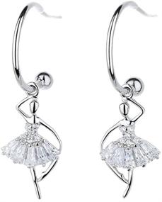 img 4 attached to 🩰 SLUYNZ 925 Sterling Silver Dancer Earrings: Stylish Hoops for Women & Teens, Ballet-Inspired Huggie Hoops, Elegant Ballerina Stud Earrings