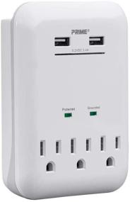 img 3 attached to 💡 Monoprice 3 Outlet Surge Protector Wall Tap with 2 USB Charging Ports - White, ETL Rated, 950 Joules, Grounded & Protected Light Indicator