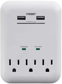 img 2 attached to 💡 Monoprice 3 Outlet Surge Protector Wall Tap with 2 USB Charging Ports - White, ETL Rated, 950 Joules, Grounded & Protected Light Indicator
