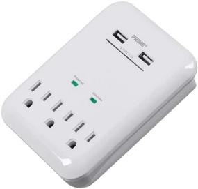 img 1 attached to 💡 Monoprice 3 Outlet Surge Protector Wall Tap with 2 USB Charging Ports - White, ETL Rated, 950 Joules, Grounded & Protected Light Indicator