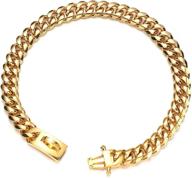 🐾 aiyidi heavy duty dog chain collar - 14mm stainless steel - 18k gold cuban link training & walking - metal choke dog collar - ideal for small and medium dogs [10-26inch] logo